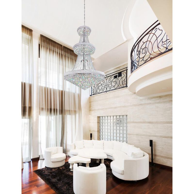 Empire 38 Light Down Chandelier With Chrome Finish