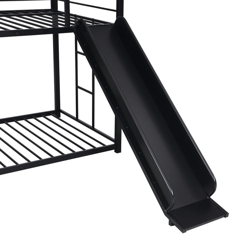 Metal bunk bed with slide and steps