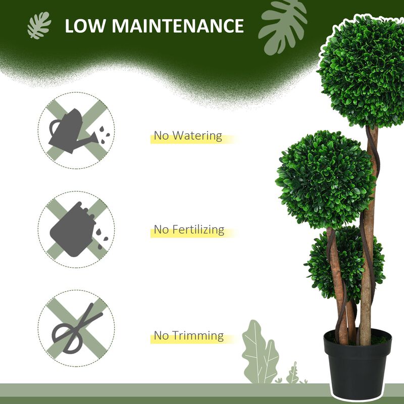 3.5ft Triple Ball Boxwood Tree: Artificial, Potted