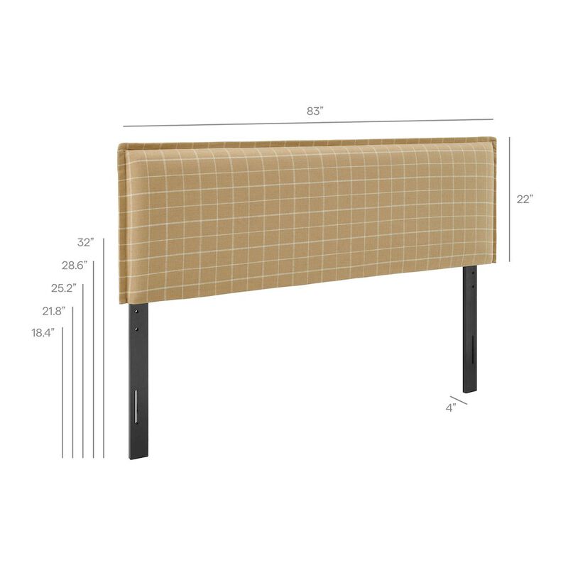 Camille Checkered Linen Blend King Size Headboard image number 2