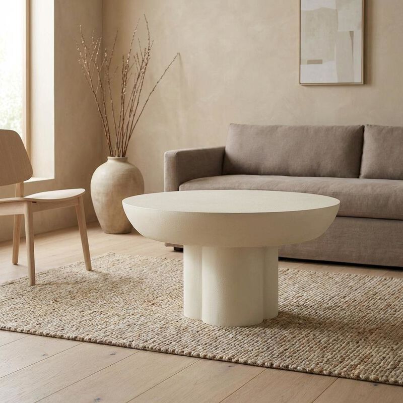 Concrete Coffee Table with Durable Round Top and Modern Design image number 4