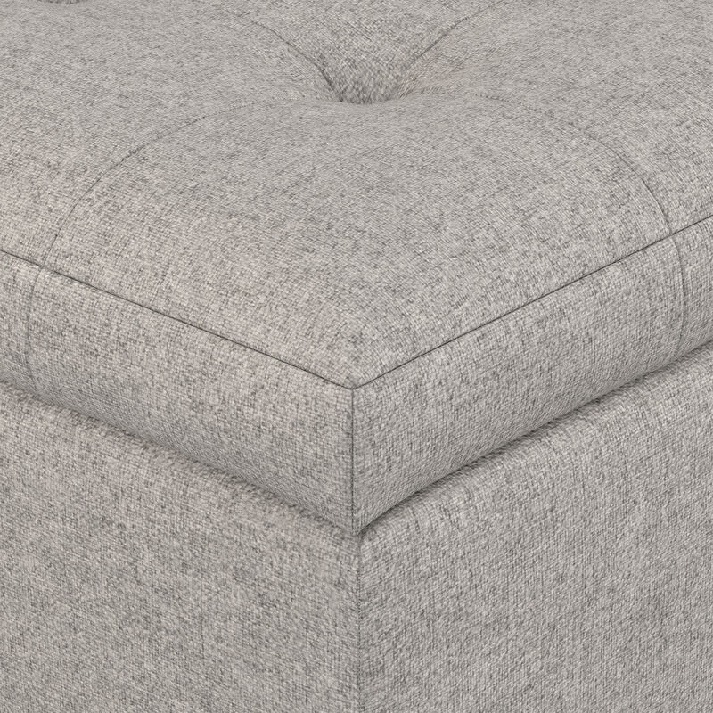 Cosmopolitan 34 inch Wide Transitional Rectangle Storage Ottoman in Cloud Grey Linen Look Fabric, Assembled image number 8