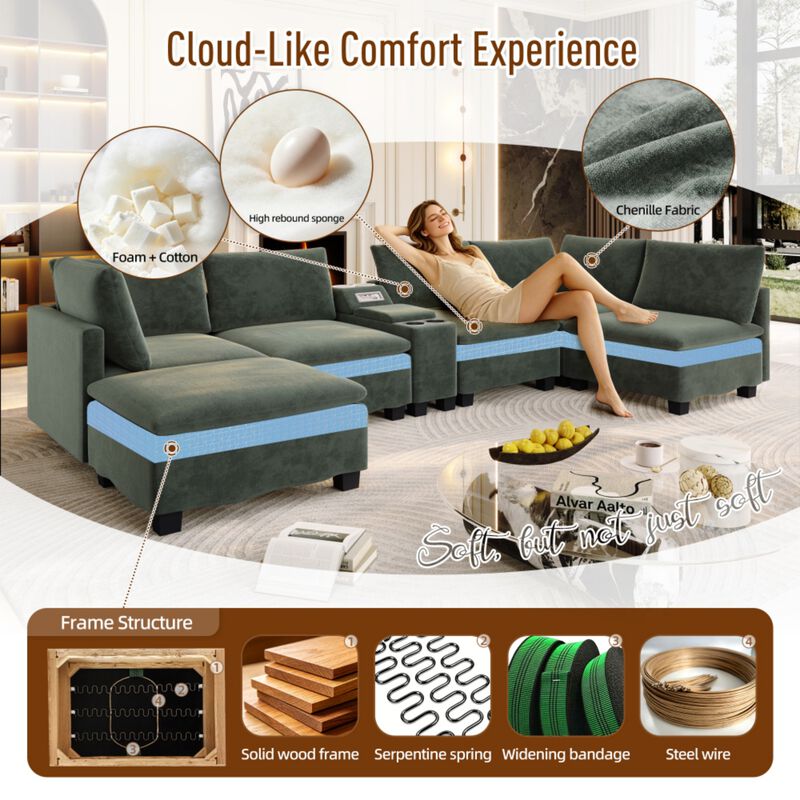 Largan U-Shaped Cloud Sectional Sofa image number 3
