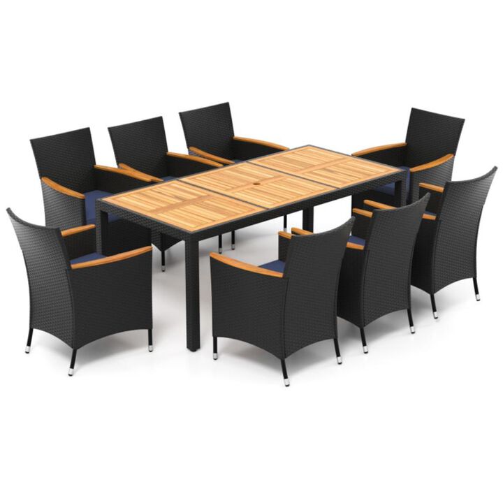 Hivvago 9 Pieces Outdoor Dining Set with Acacia Wood Tabletop for Garden