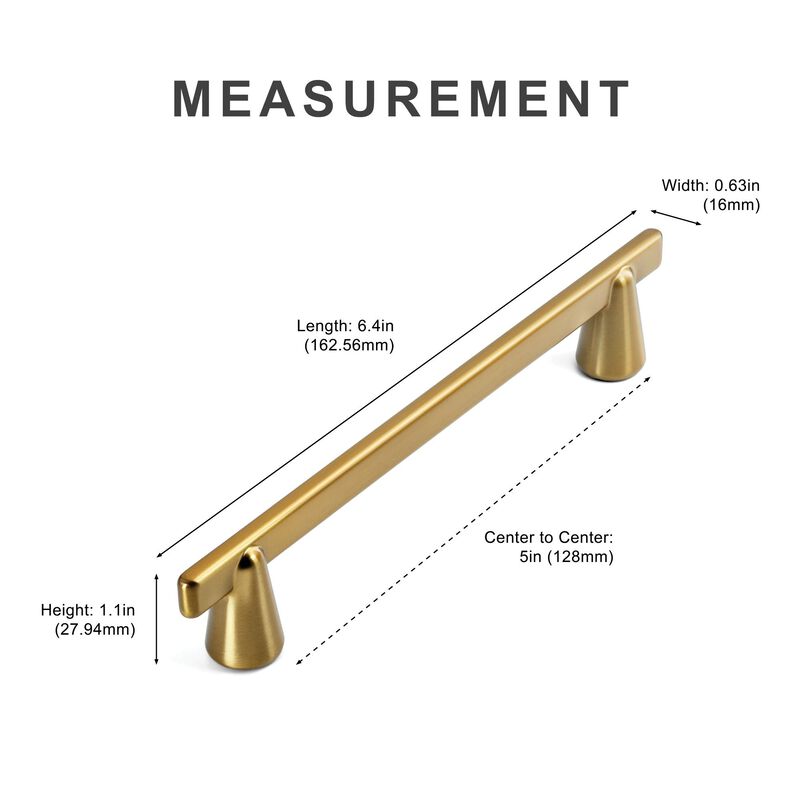 Hestia Hardware 10 Pack 5 Inch Cone Shape Modern Cabinet Bar Pull image number 2