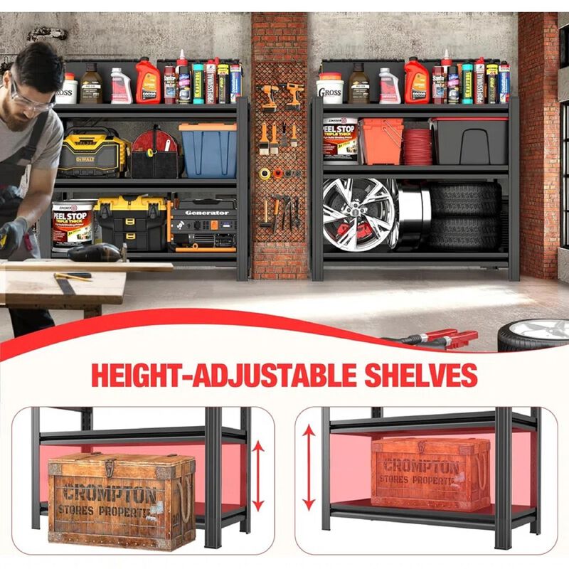 Clihome 3-Layer Metal Storage Rack, 1200lb Capacity Heavy Duty Metal Shelving Unit,Adjustable Shelves for Garage, Kitchen, Pantry Organization