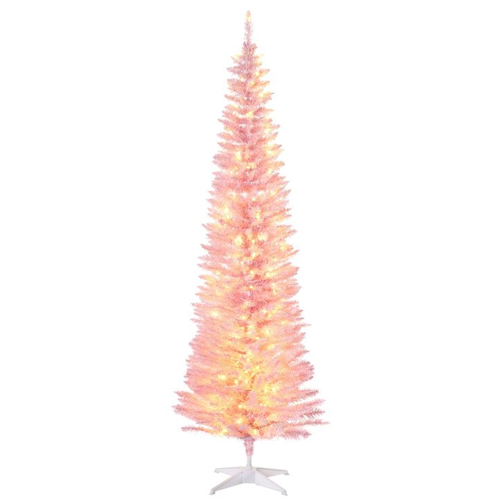 7 ft Tall Pre-Lit Slim Noble Fir Artificial Christmas Tree with 200 Warm White LED Lights and 499 Tips