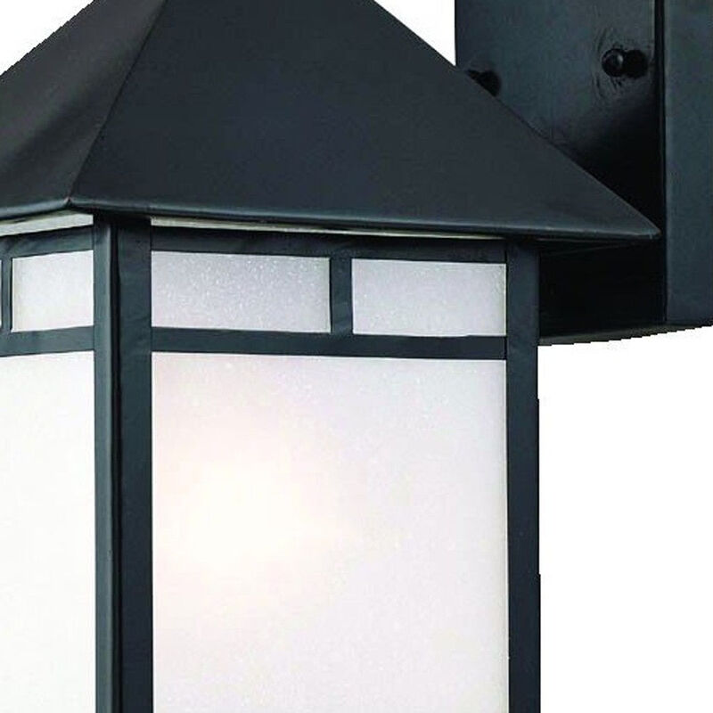 Homezia XL Matte Black Frosted Glass Lantern Wall Light