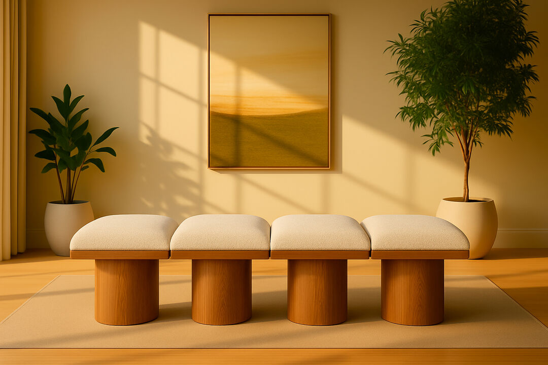 Meridian Furniture Pavilion Cream Boucle Fabric Bench