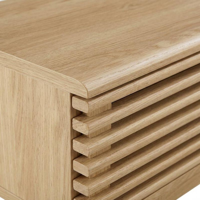 Wooden brown TV stand with spacious surface and modern design image number 5