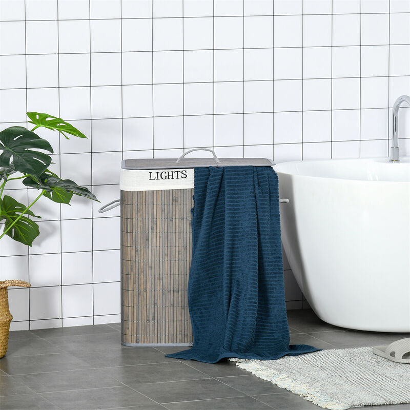 Wooden Laundry Hamper Cabinet &ndash; Freestanding Storage Cupboard with Door