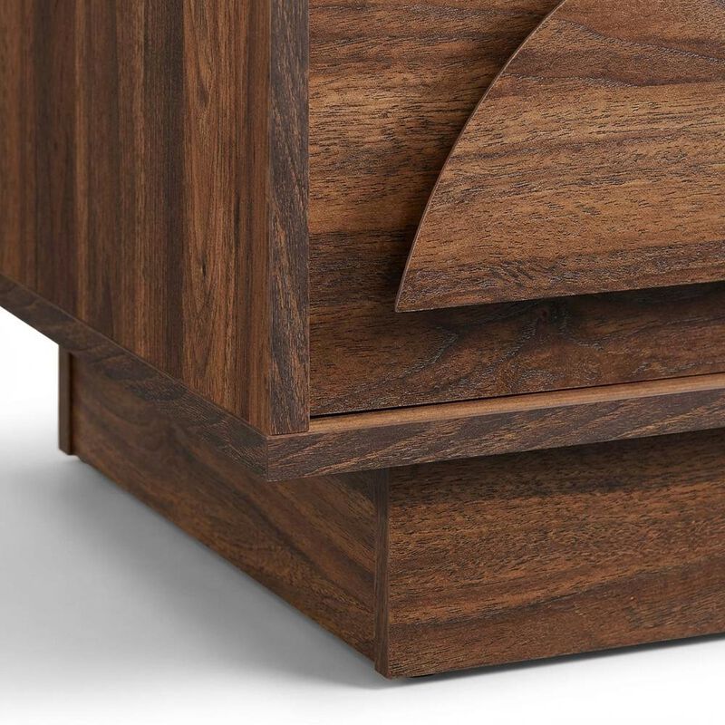 Brown Wood Nightstand with 2 Drawers, Modern Design for Bedroom Storage image number 5