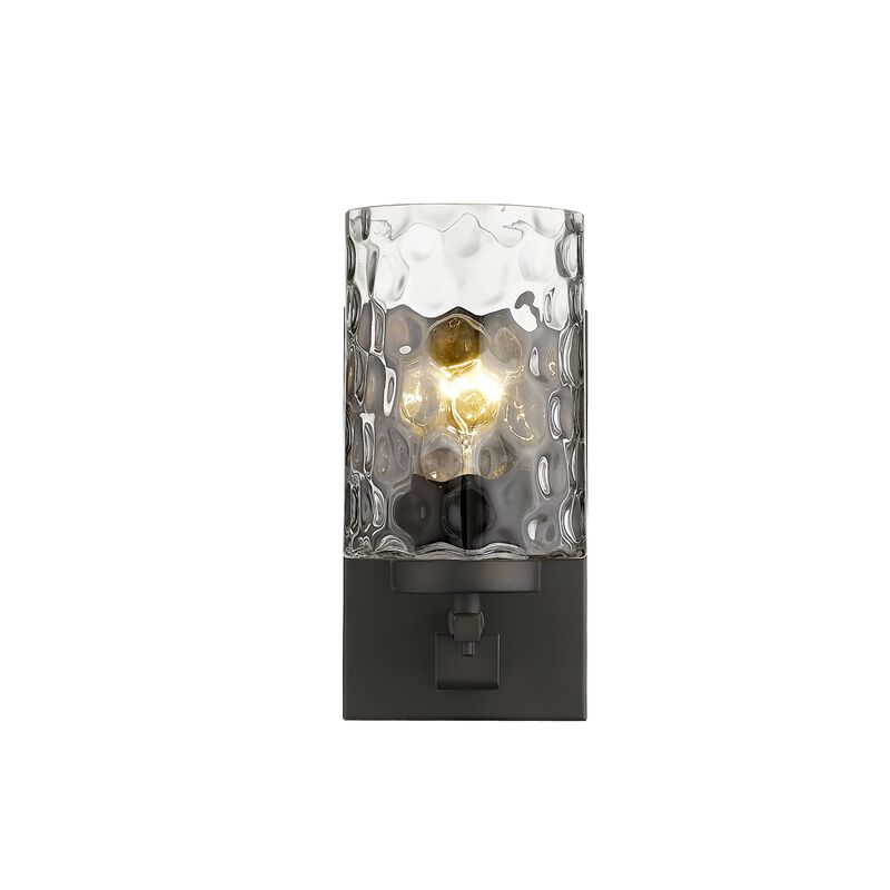 Hivvago Bronze Metal and Pebbled Glass Wall Sconce
