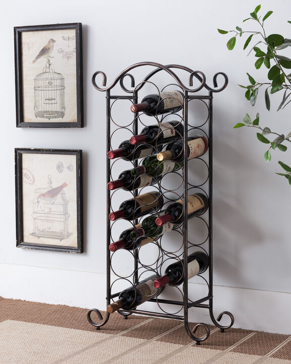 Kings Brand Furniture Floor Freestanding Metal Wine Rack, Wine Bottle Holder Stands, Wine Storage for Home Bar - Holds up to 21 Bottles, Brushed Copper
