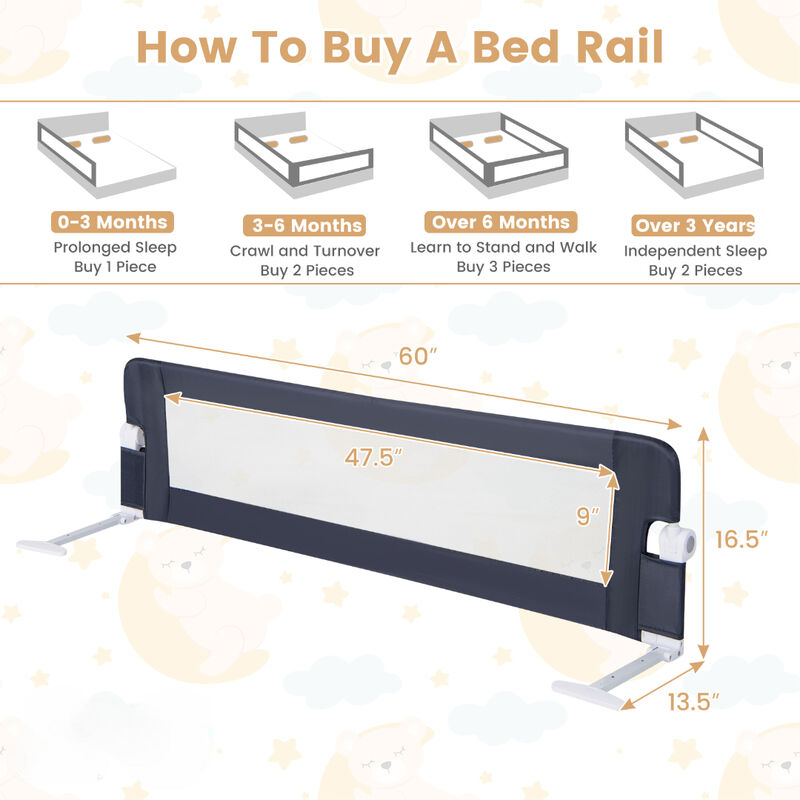 Adjustable Baby Bed Rail with Swing Down Design and Safety Strap for Bedroom image number 2