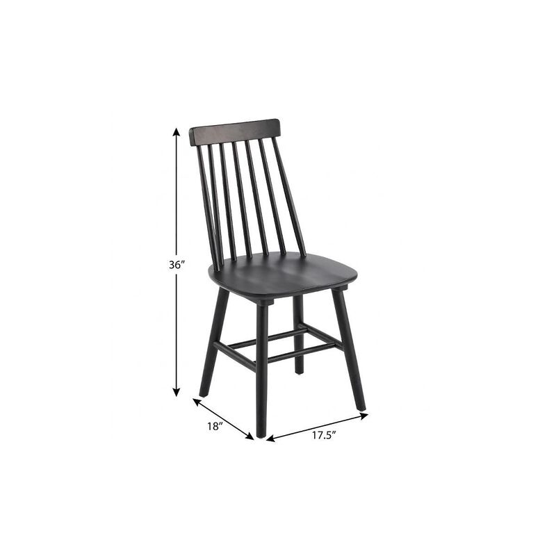 HomeRoots Set of Four Black Solid Wood Windsor Back Dining Side Chairs image number 6