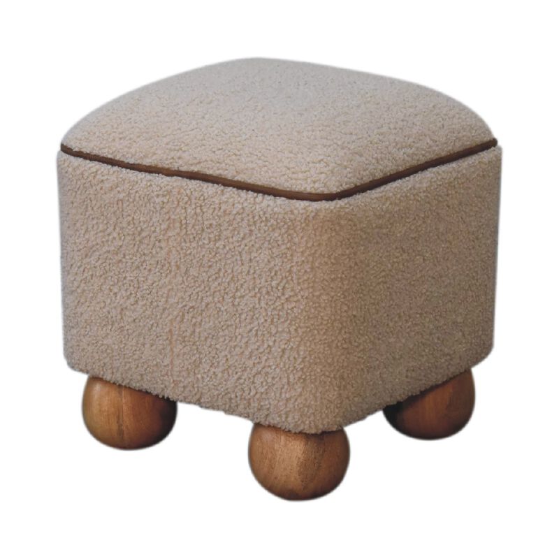 Serenity  Solid Wood Footstool Boulce Fabic  with Ball Feet