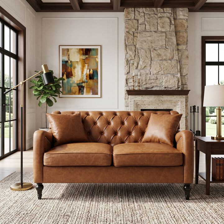 Nulin PU Leather Loveseat Sofa