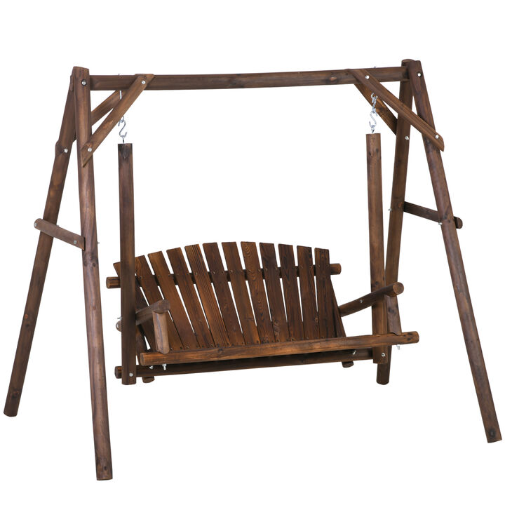 Hivvago Outdoor & Indoor Wooden Swing Bench, 2-Seater