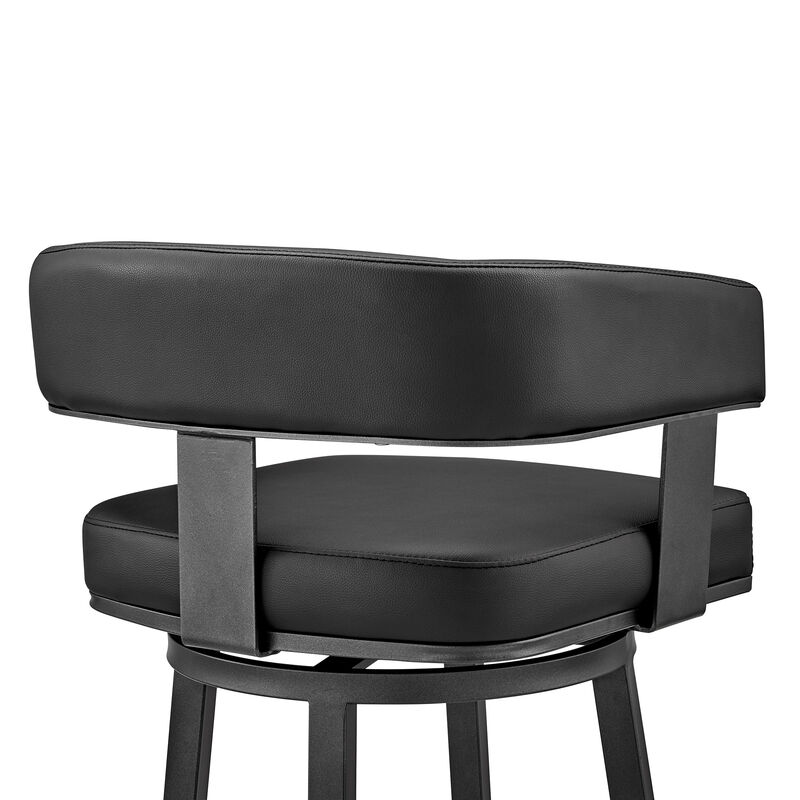 Lorin  Counter Height Swivel Bar Stool in Black Finish and Black Faux Leather
