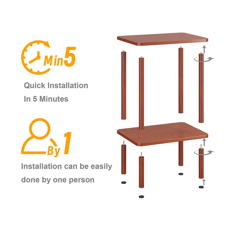 Apicizon 2 Tier End Table, Boho Side Table with Storage Shelf, Nightstand Bedside Table for Small Spaces, Bedroom, Living Room,