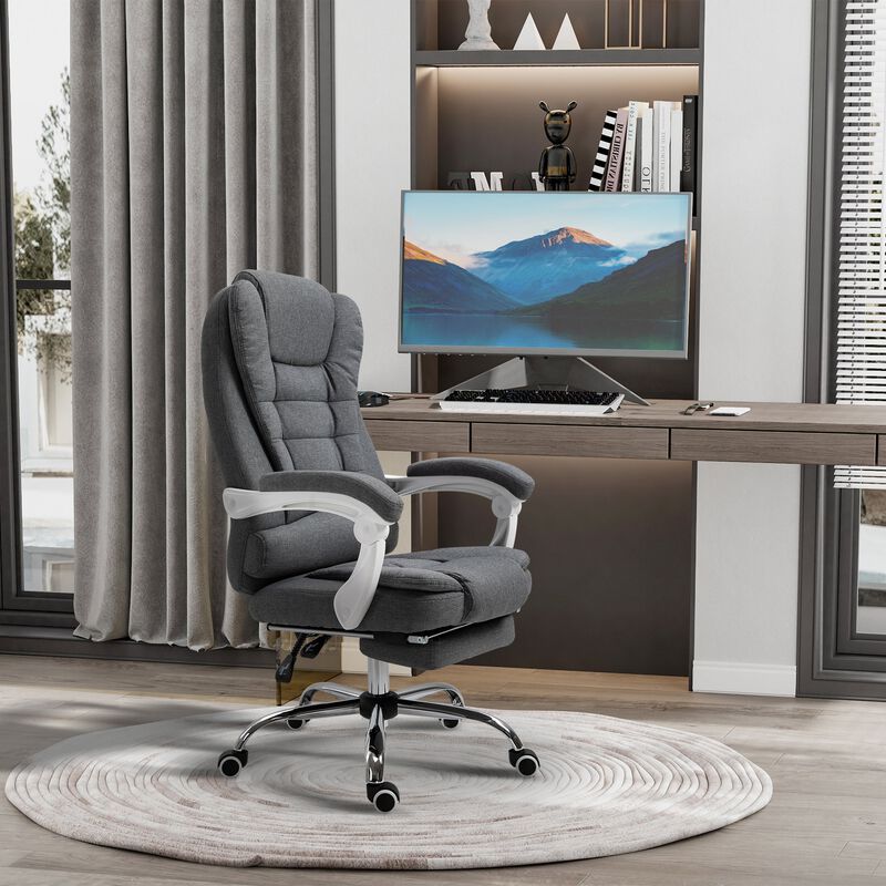 Dark Gray Work Comfort: Office Chair with Retractable Footrest