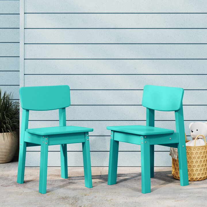 WestinTrends Outdoor HDPE Kids Modern Plastic Toddler Dining Chairs ((Set of 2))