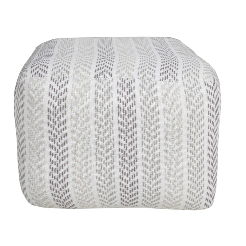 Hivvago 18 Inch Gray And White Cotton Chevron Pouf Ottoman