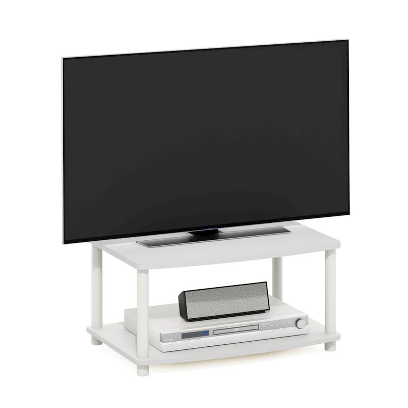 Turn-N-Tube No Tools 2-Tier Elevated TV Stands, White/White