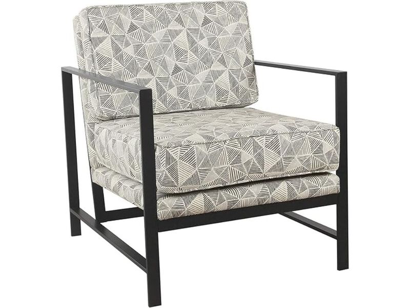 Accent Chair &ndash; Gray Line Upholstered Armchair with Modern Metal Frame, Homepop image number 2
