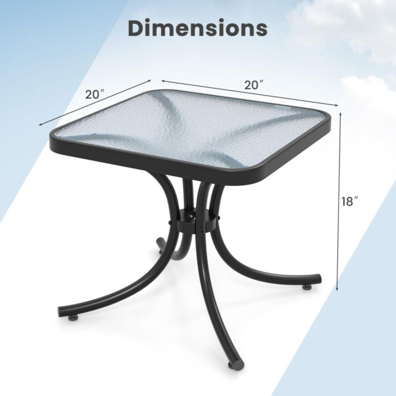 Hivvago Tempered Glass Top Patio Table with Heavy-duty Metal Frame for Garden Poolside