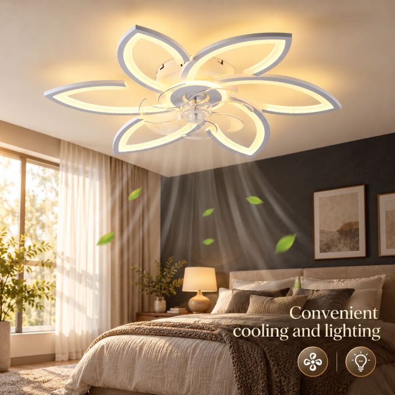 ELEMENT ACE 30-inch Low Profile Flush Mount Ceiling Fan with LED Lights and Remote Control for Kitchen Bedroom Living Room image number 4