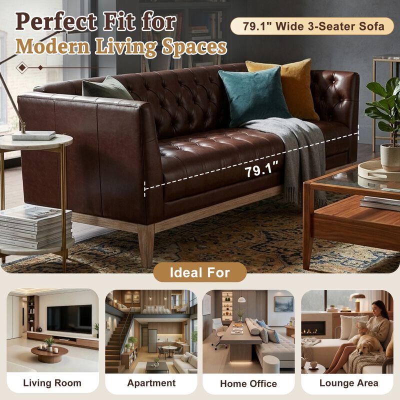 Jitrap Mid Century Modern Chesterfield Sofa image number 7