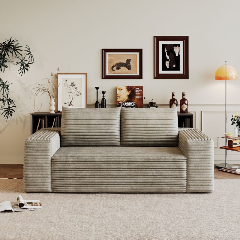 Whisen 63" 2-Seat Modern Sofa, Cotton Deep Seat Loveseat for Living Room Bedroom, No Assembly Required image number 3