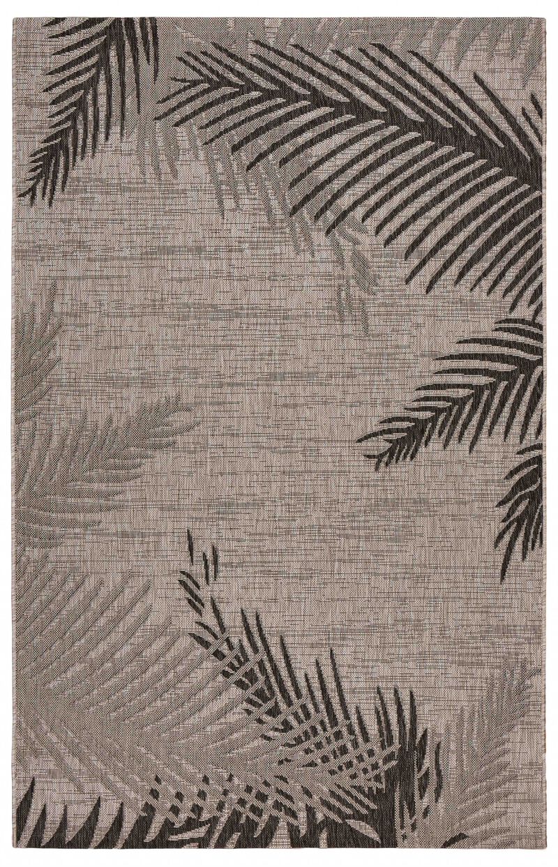 8 X 9 Beige Palm Leaves Indoor Outdoor Scatter Rug