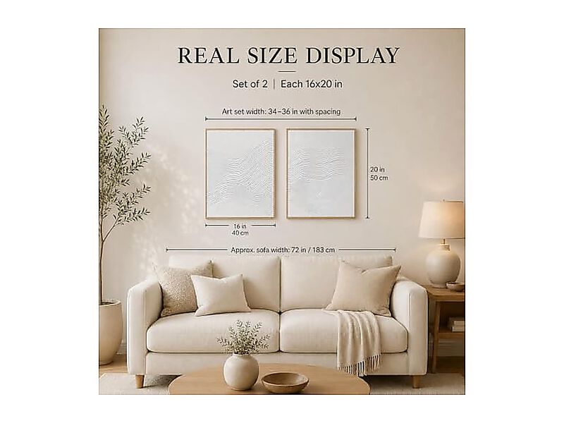 3D Minimalist Textured Wall Art Set 2 Neutral 16 20 Inch Sculptural Canvas Room image number 2