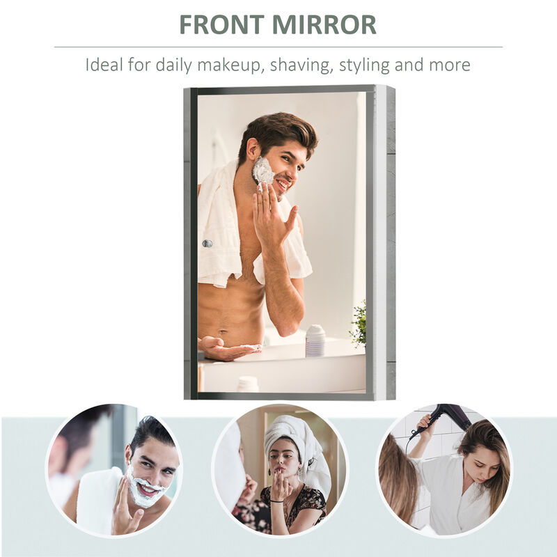 24"x16" Bathroom Mirrored Medicine Cabinet Storage 3 Shelves Stainless Steel