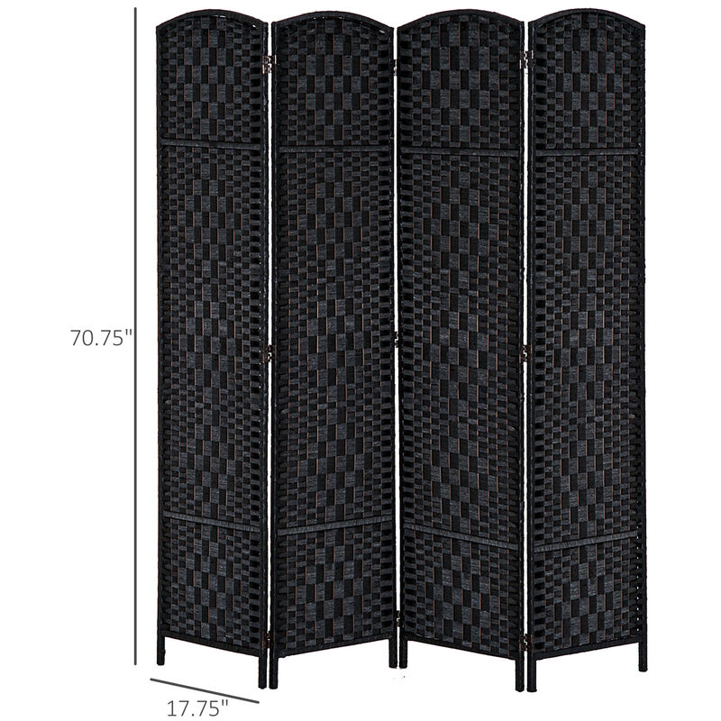 Hivvago Portable 4-Panel Wicker Room Divider for Home and Office image number 2