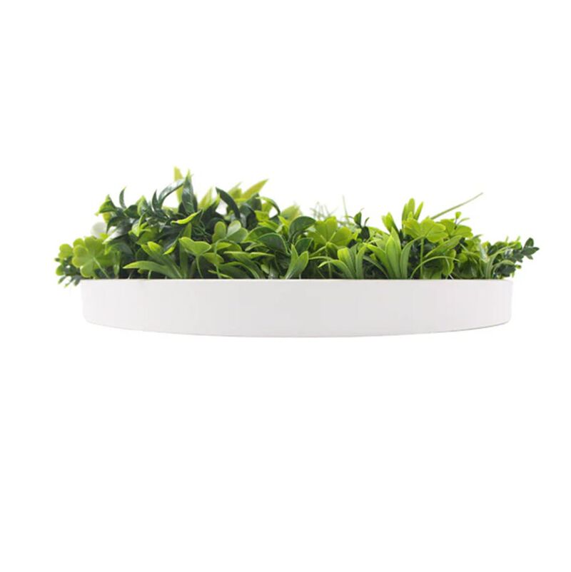 Slimline Flowering White Artificial Green Wall Disc UV Resistant 40" (White Frame Wall Art) image number 2