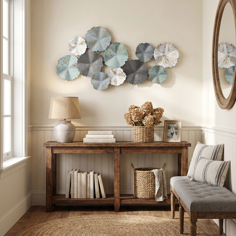 48" Abstract Lotus Metal Floral Wall Art Decor image number 4