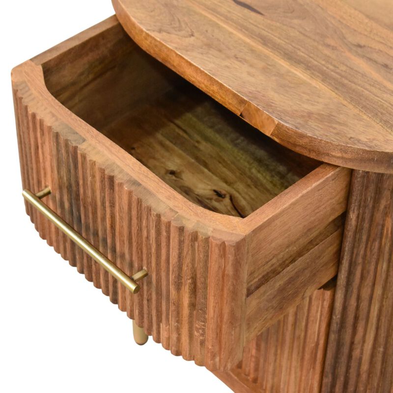 Artisan Furniture Solid Wood Curved 2 Drawer Bedside, Brown image number 4