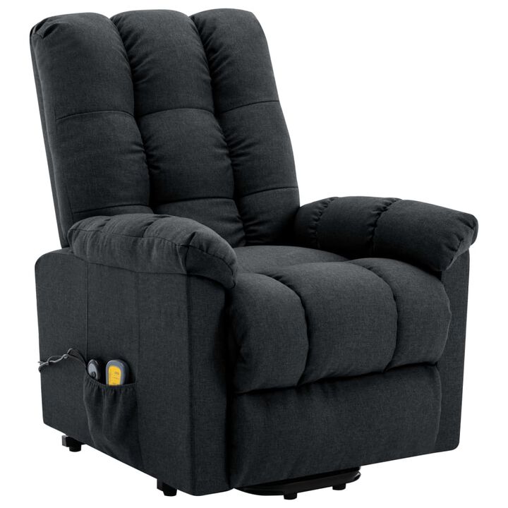Power Lift Massage Recliner Dark Gray Fabric