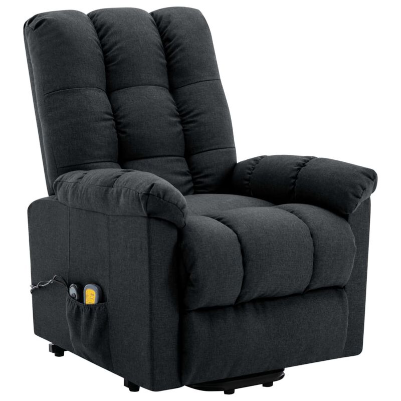 Power Lift Massage Recliner Dark Gray Fabric