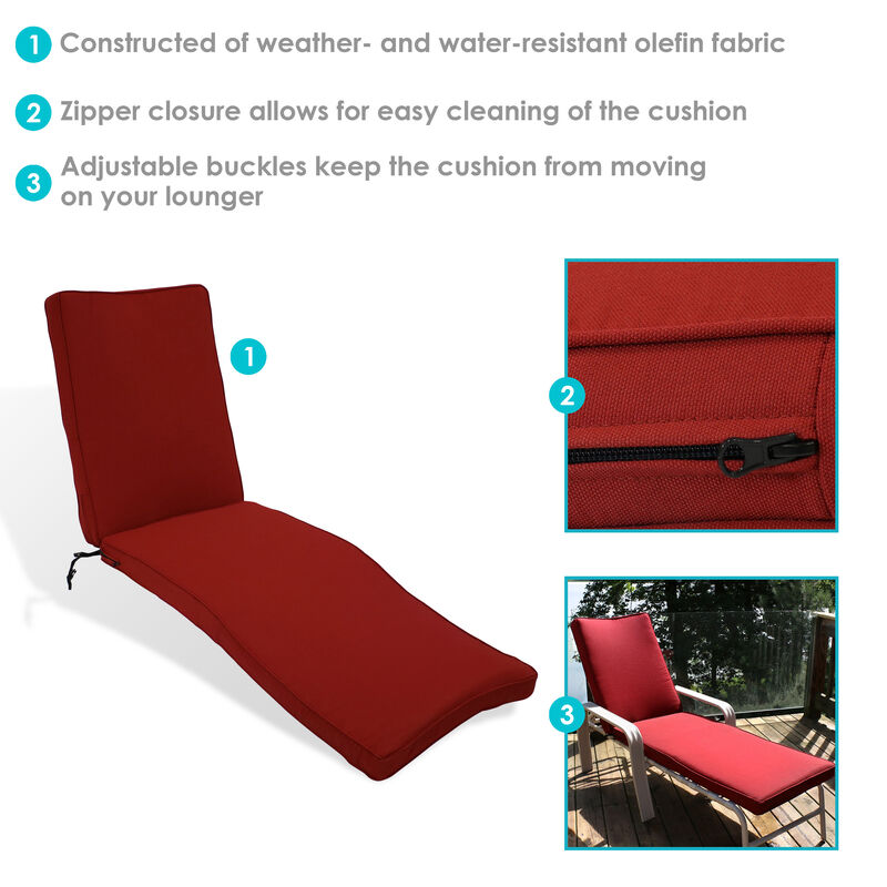 Sunnydaze Indoor/Outdoor Olefin Chaise Lounge Chair Cushion