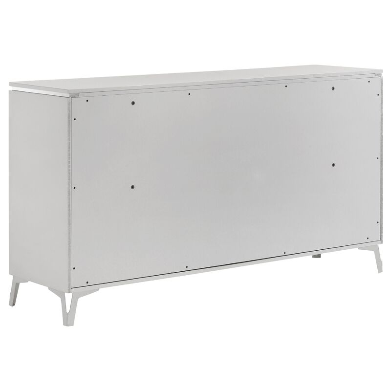 Ivana 63 Inch Wide Dresser with 6 Drawers, Geometric Front, White Wood image number 4