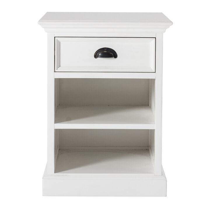 Homezia Classic White Nightstand With Shelves