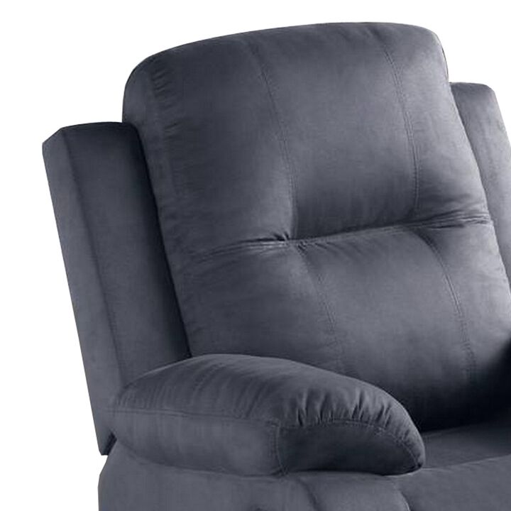 Fabric Upholstered Recliner with Tufted Back, Gray-Benzara