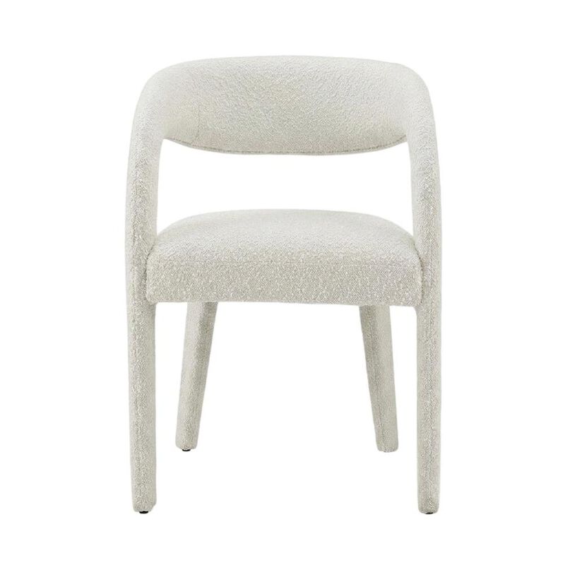 Boucle Upholstered Dining Chairs with Arms for Dining Room, Ivory, Set of 2 image number 0