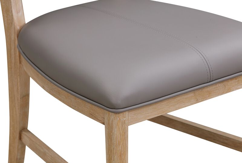 Franklin Dining Chair in Au Natural and Gray Leather - Set of 2