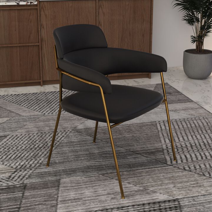 Axis Upholstered Dining Chairs Curved Open-Back & Gold Legs in